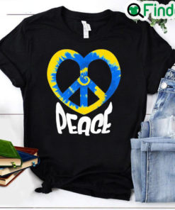 Peace Sign Ukrainian Flag Freedom Solidarity and Heart Peace Ukraine T Shirt