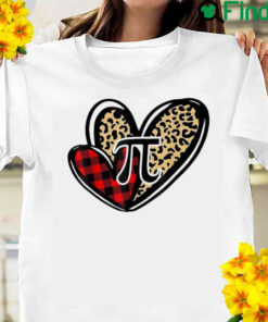 Pi Day Math Pi Day 3.14 Leopard Heart Buffalo Plaid Shirt