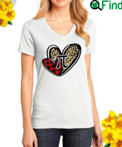 Pi Day Math Pi Day 3.14 Leopard Heart Buffalo Plaid T Shirt