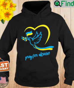 Pray For Ukraine. Peace Dove Pigeon Love Flag Heart Peace Ukraine Hoodie