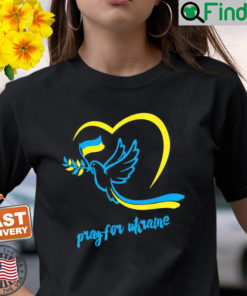 Pray For Ukraine. Peace Dove Pigeon Love Flag Heart Peace Ukraine Shirt