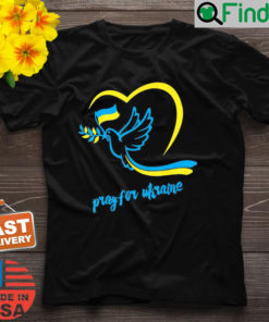 Pray For Ukraine. Peace Dove Pigeon Love Flag Heart Peace Ukraine T Shirt