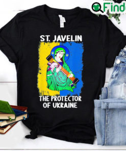 Saint Javelin Protector of Ukraine Support Ukraine Flag Love Ukraine T Shirt