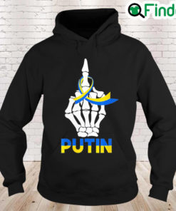 Skeleton Hand Ukraine Puck Futin Ukraine Ribbon Flag Peace Ukraine Hoodie