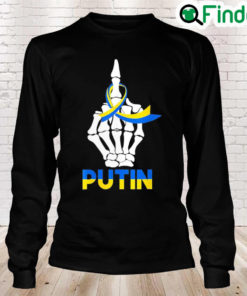 Skeleton Hand Ukraine Puck Futin Ukraine Ribbon Flag Peace Ukraine Long Sleeve