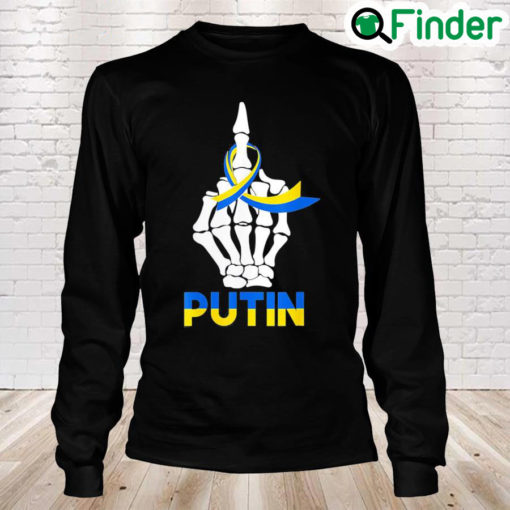 Skeleton Hand Ukraine Puck Futin Ukraine Ribbon Flag Peace Ukraine Long Sleeve