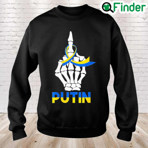 Skeleton Hand Ukraine Puck Futin Ukraine Ribbon Flag Peace Ukraine Sweatshirt