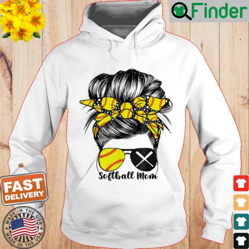 Softball Mom Life Messy Bun Game Day Mothers Day Hoodie