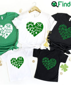 St Patricks Day Family Matching Shamrock With Heart Shirt