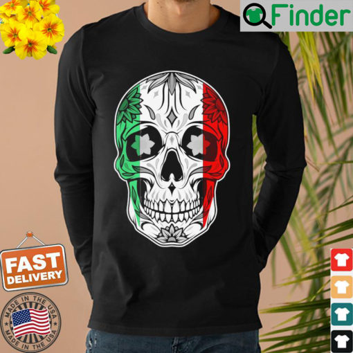 Sugar Skull Day Of The Dead Cinco De Mayo Mexican Flag Sweatshirt