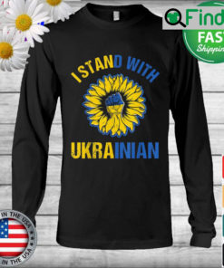 Support Ukraine I Stand With Ukrainian sunflower fist flag Long Sleeve