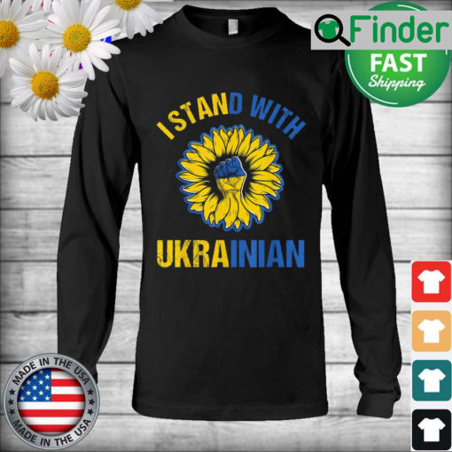 Support Ukraine I Stand With Ukrainian sunflower fist flag Long Sleeve