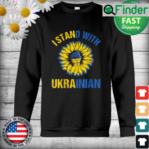 Support Ukraine I Stand With Ukrainian sunflower fist flag Sweatshirt