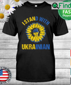 Support Ukraine I Stand With Ukrainian sunflower fist flag T Shirt