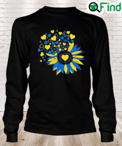 Support Ukraine Sunflower Ukrainian Flag Heart Pray Ukraine Long Sleeve