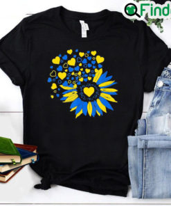 Support Ukraine Sunflower Ukrainian Flag Heart Pray Ukraine Shirt