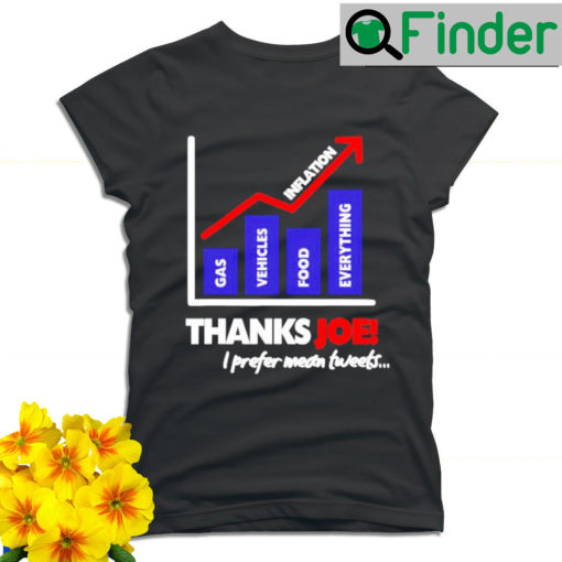 Thanks Joe Biden I prefer mean tweets gas vehicles food everything inflation T shirt