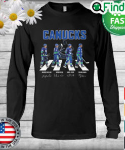 The Canucks Markus Naslund Henrik Sedin Daniel Sedin Trevor Linvor Linden Abbey Road Signautres Long Sleeve