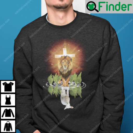 The Lion And The Lamb Water Reflection Jesus Christ Sweatshirt