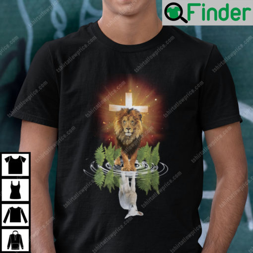 The Lion And The Lamb Water Reflection Jesus Christ T Shirt