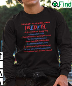 Things I Trust More Than Biden A Brownie From Snoop Dog Sweatshirt