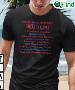Things I Trust More Than Biden A Brownie From Snoop Dog T Shirt