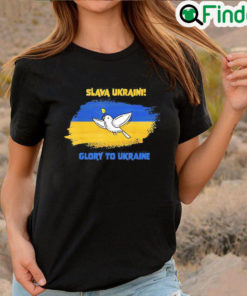 Top Slava Ukraini Glory To Ukraine Ukrainian Flag Peace Dove Save Ukraine T Shirt