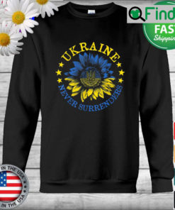 UKRAINE Never Surrenders Support Sunflower Ukrainian Flag Sweatshirt