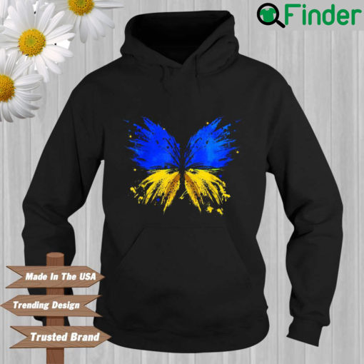 Ukraine Flag Butterfly I Stand With Ukraine Support Ukraine Hoodie