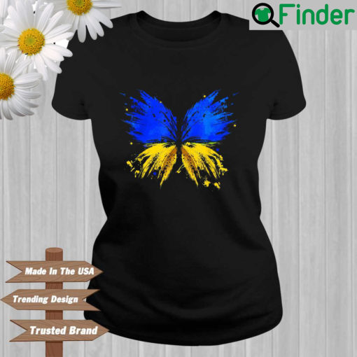 Ukraine Flag Butterfly I Stand With Ukraine Support Ukraine T Shirt