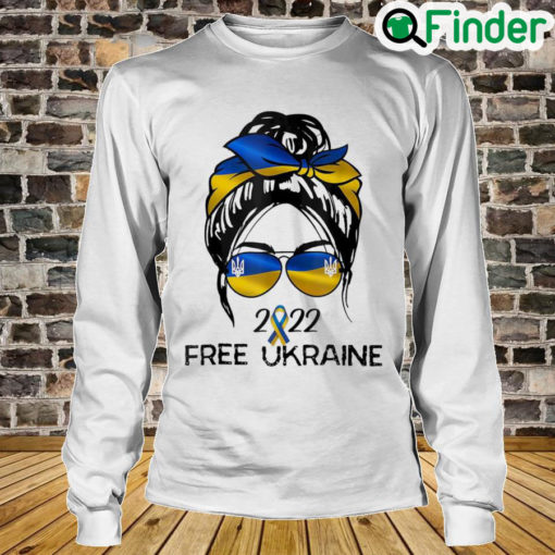 Ukraine Pride Women Messy Bun Free Ukraine Ukrainian Flag Peace Ukraine Long Sleeve