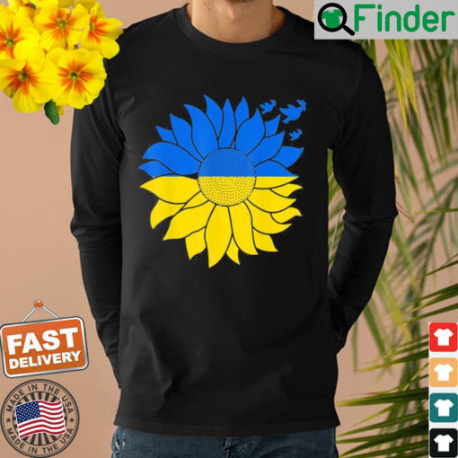 Ukraine Sunflower Peace Dove Symbol Ukrainian Flag Colors Sweatshirt