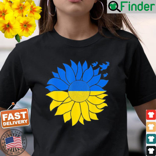 Ukraine Sunflower Peace Dove Symbol Ukrainian Flag Colors T Shirt