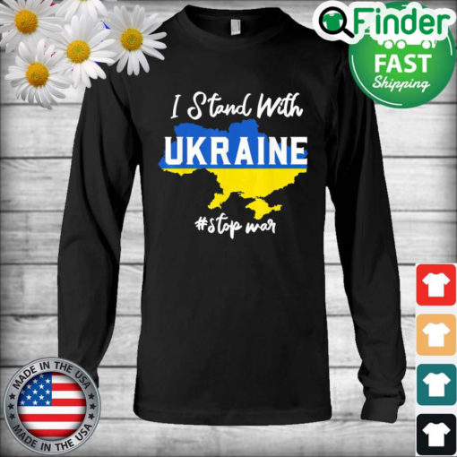 Ukrainian Map Support Ukraine I Stand With Ukraine Flag Long Sleeve