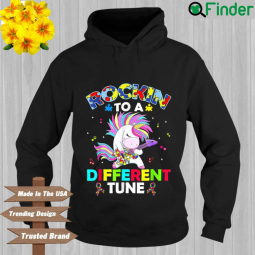 Unicorn Rockin To A Different Tune Autism Awareness Hoodie