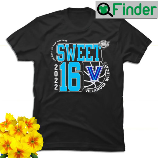 Villanova Wildcats March Madness 2022 NCAA Mens Basketball Sweet 16 the road to New Orleans shirt