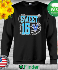 Villanova Wildcats Sweet 16 2022 NCAA mens basketball the road to New Orleans sweatshirt