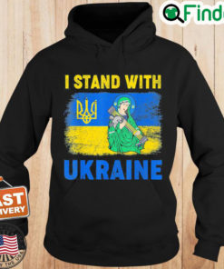 Vintage I Stand With Ukraine Saint Javelin Ukrainian Flag Peace Ukraine Hoodie