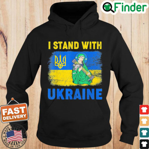 Vintage I Stand With Ukraine Saint Javelin Ukrainian Flag Peace Ukraine Hoodie