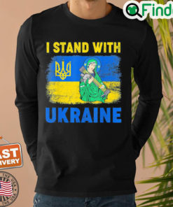 Vintage I Stand With Ukraine Saint Javelin Ukrainian Flag Peace Ukraine Long Sleeve