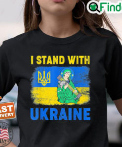 Vintage I Stand With Ukraine Saint Javelin Ukrainian Flag Peace Ukraine Shirt