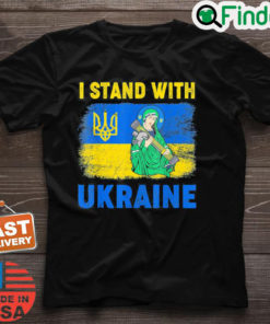 Vintage I Stand With Ukraine Saint Javelin Ukrainian Flag Peace Ukraine T Shirt