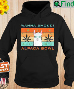 Wanna Smoke Alpaca Bowl Cannabis Weed Retro Hoodie