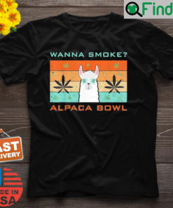 Wanna Smoke Alpaca Bowl Cannabis Weed Retro Shirt