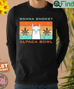 Wanna Smoke Alpaca Bowl Cannabis Weed Retro Sweatshirt