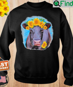 Western Country Farm Farmer Black Cow Angus Cow Sunflowers Sweatshirt