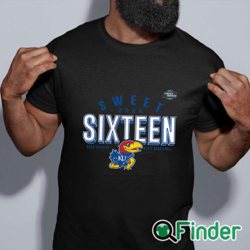 black shirt Kansas Jayhawks 2022 NCAA Mens Basketball Tournament March Madness Sweet Sixteen Jumpball