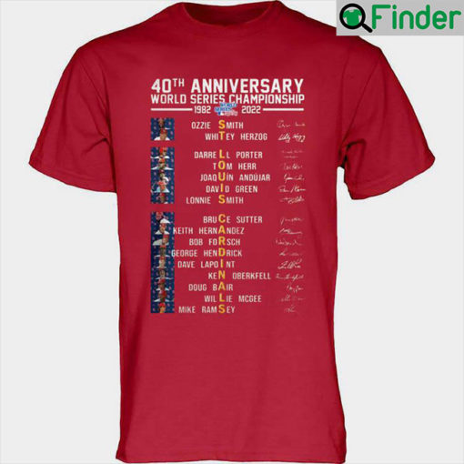 40th Anniversary World Series Championship 1982 2022 St Louis Cardinals Player Signatures Shirt