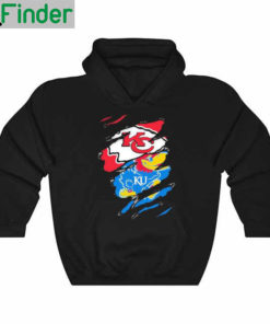 Awesome blood inside Me Kansas City Chiefs and Kansas Kansas Jayhawks Hoodie