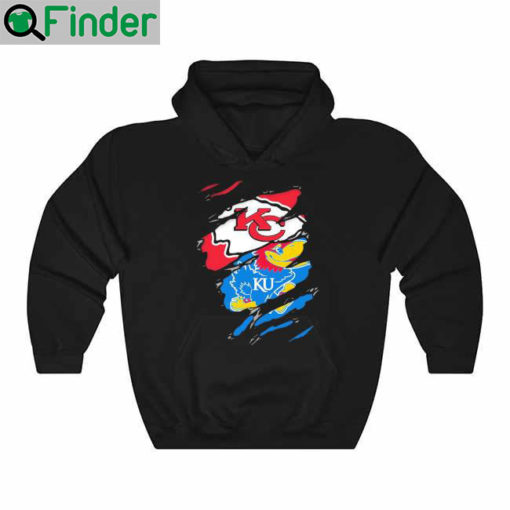 Awesome blood inside Me Kansas City Chiefs and Kansas Kansas Jayhawks Hoodie